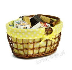 Wiklinowy Koszyk Na Zakupy z Produktami - Żółty