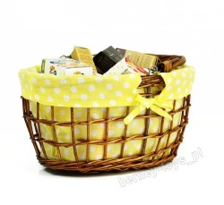 Wiklinowy Koszyk Na Zakupy z Produktami - Żółty