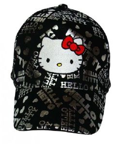 Czapka z Daszkiem Hello Kitty Czarno-Srebrna